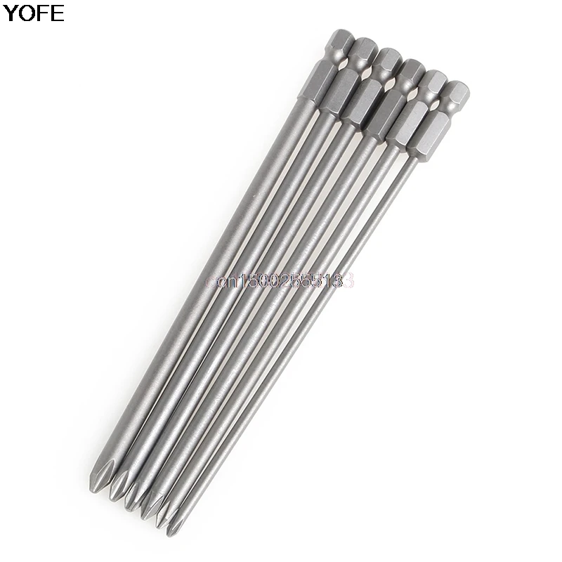 

6Pcs/Set 1/4'' Shank 150mm Long S2 Steel Magnetic Hex Cross Head Screwdriver Bit