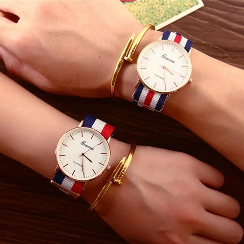 2018 мужские и женские часы Роскошные Кварцевые ведущей марки нейлоновые цвета