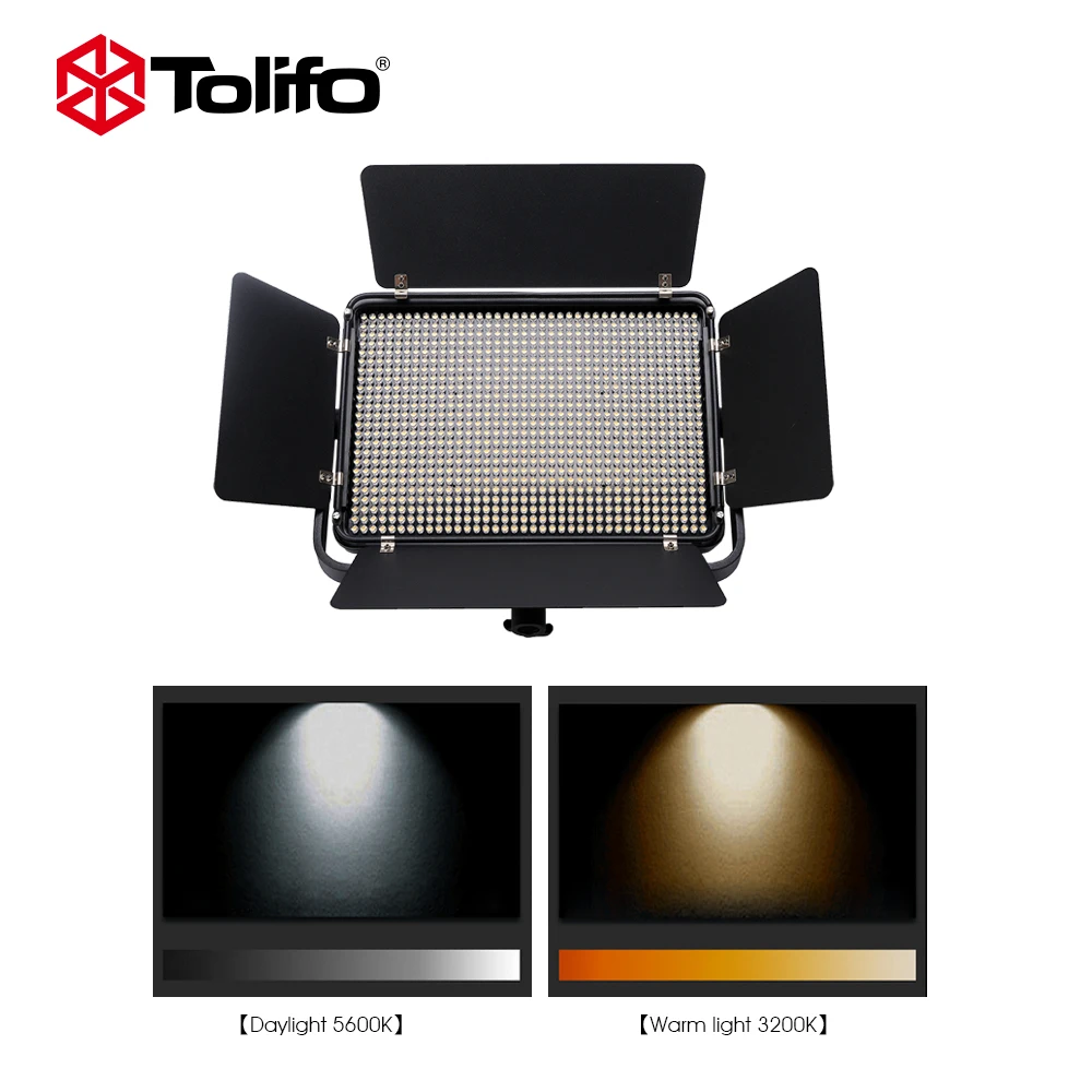 Tolifo PT 912B 912 шт. 55 Вт Двухцветная светодиодная лампа для видеосъемки с Barndoor и