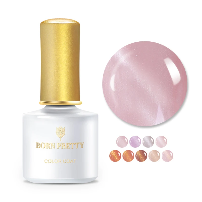 Гель лак для ногтей BORN PRETTY Розовый с эффектом кошачий глаз полупрозрачный