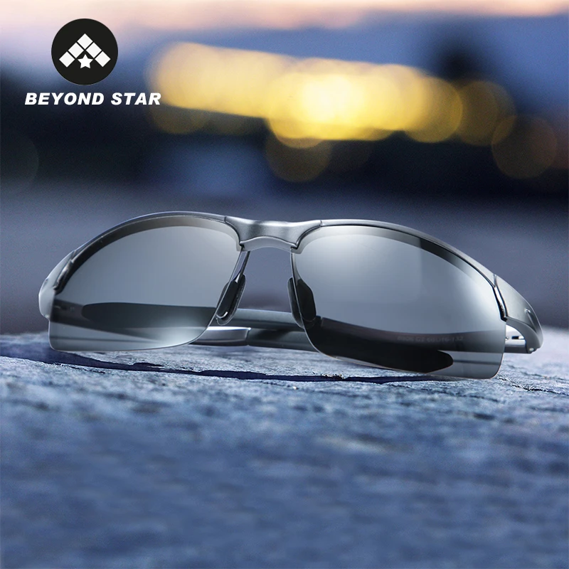 

BEYONDSTAR Aluminum-magnesium Alloy Sunglasses Men Polarized Semi-rimless 2019 Luxury Glasses Black UV400 Gafas De Sol G6806-1