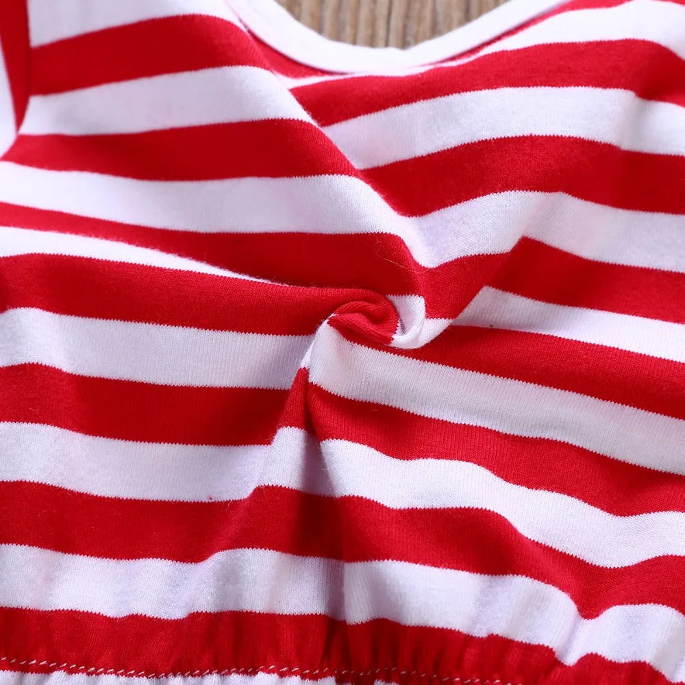 

Girl's Short Sleeve Stars and Stripes Print Tassels Rompers+Flag Design Turban 2PCS Clothing Sets 100% Cotton Clothing Sets