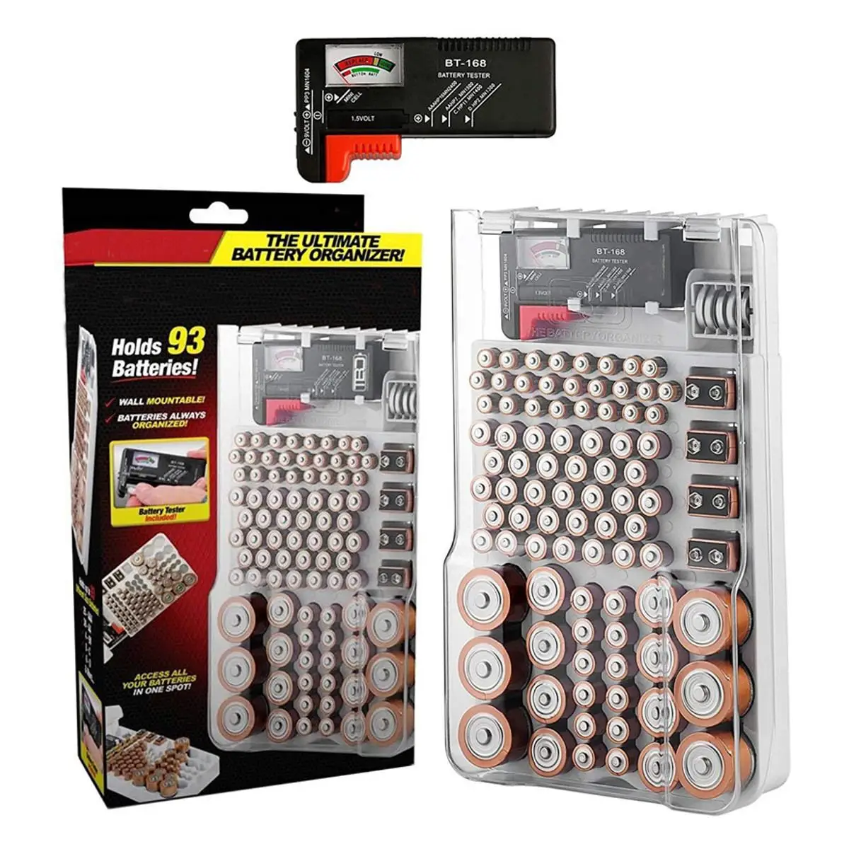 Прозрачный органайзер для измерения емкости аккумуляторов 9 В в| |