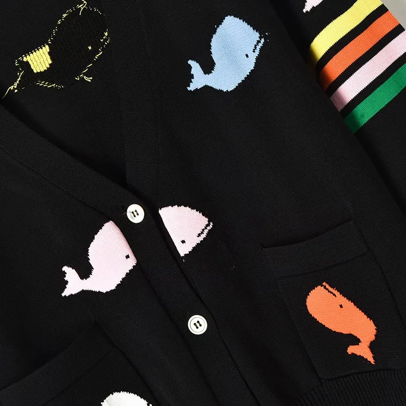 Жаккардовые трикотажные кардиганы женские свитера 2019 весенние цветные