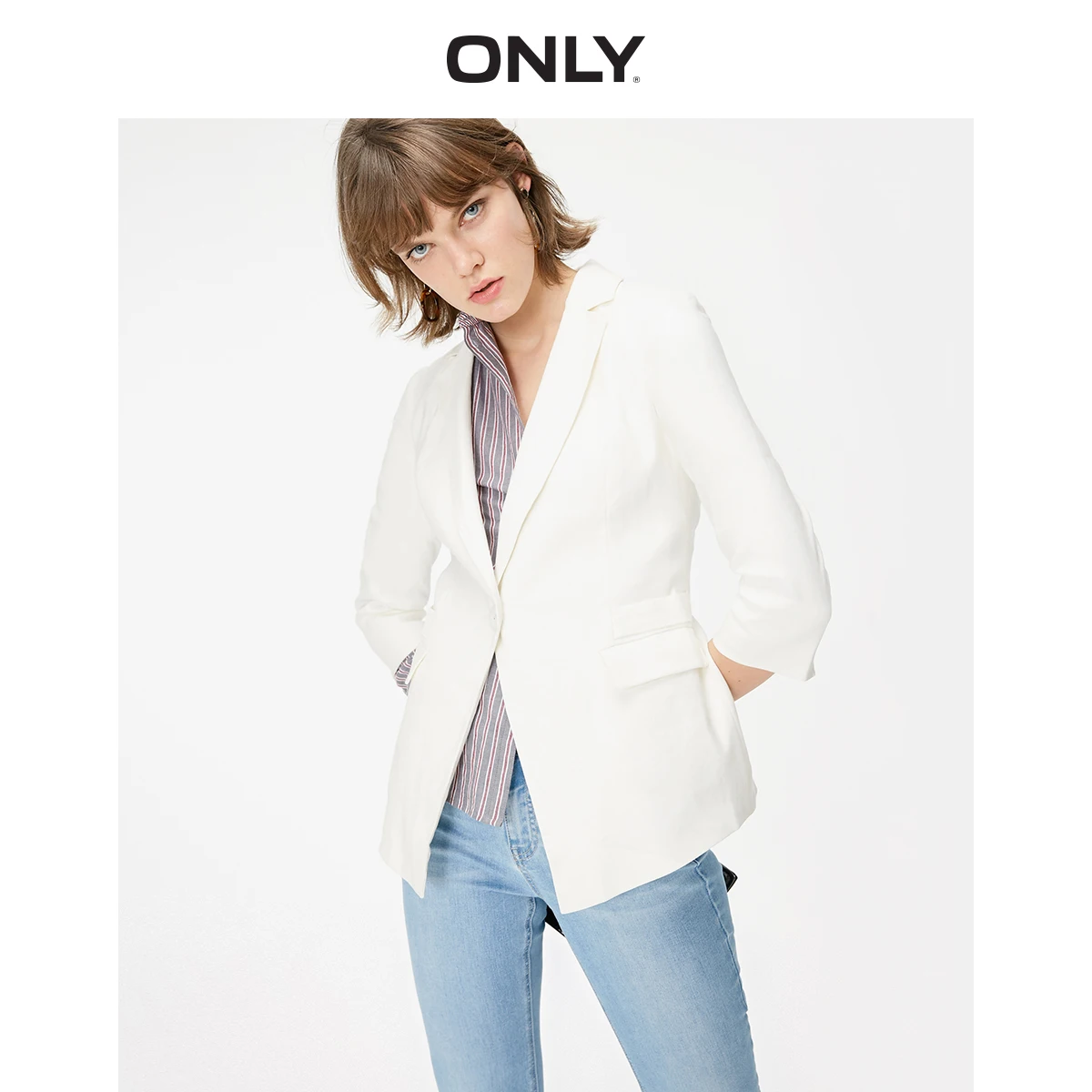Только весна лето новые женские Slim Fit блейзер для досуга | 119108527 - Цвет: NEW CREME