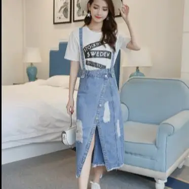 Женские Асимметричные элегантные джинсовые юбки с разрезом спереди летние