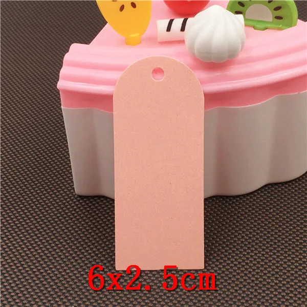 Pink 6x2.5cm 100 шт разноцветная арка в Форме Натурального крафт-картона бирки печать Цветы Сердце фигурки для одежды ручной работы марка одежды - Цвет: Pink 6x2.5cm