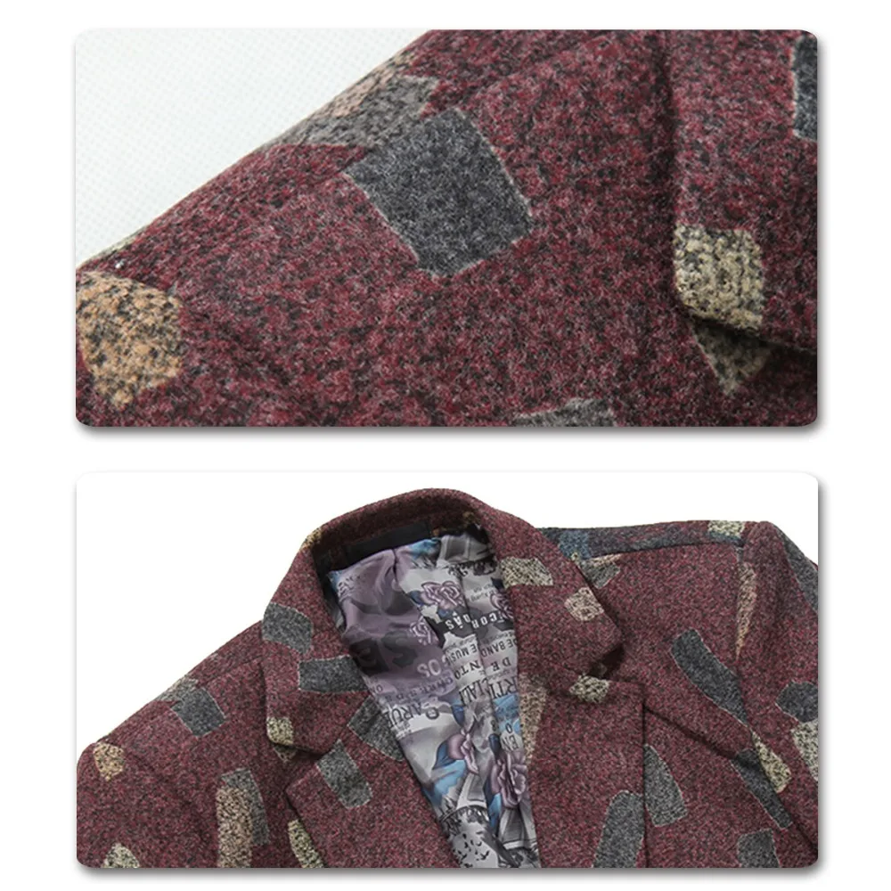 YUNCLOS мужской костюм с геометрическим принтом блейзер приталенный вечерние