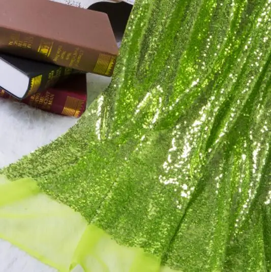 Fruit green 1 шт. блестящие вышивки блесток ткани Материал цвета: золотистый, серебристый к требованиям заказчика; сверкающие; Ткань для Clothsing изготовления вечерние таблицу событий - Цвет: Fruit green