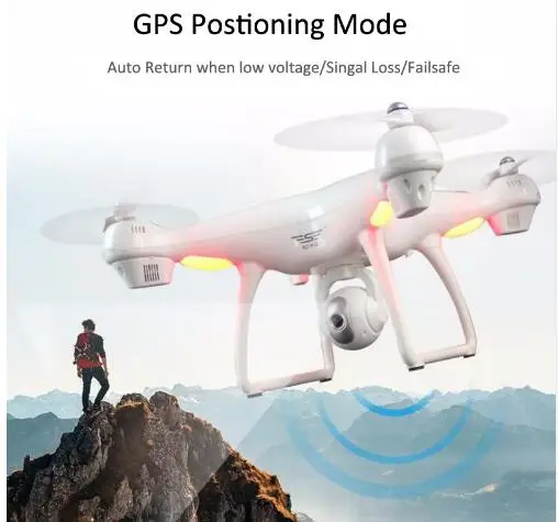 Квадрокоптер S70W Радиоуправляемый GPS FPV с 1080P HD широкоугольным регулируемым Wi Fi