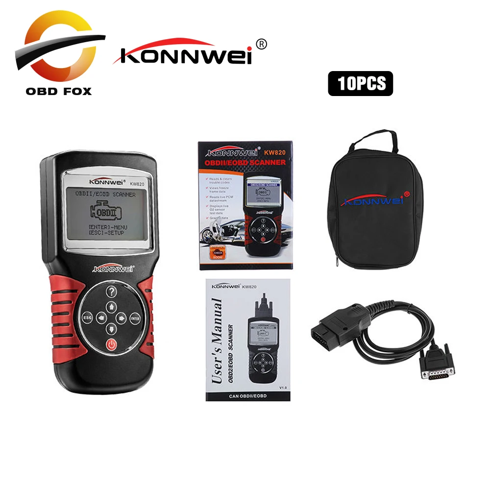 

Автомобильный диагностический сканер Konnwei KW820 OBDII 2, считыватель кодов, инструмент, обновленная версия MS509 кВт 820 10 шт./лот, Бесплатная доставк...