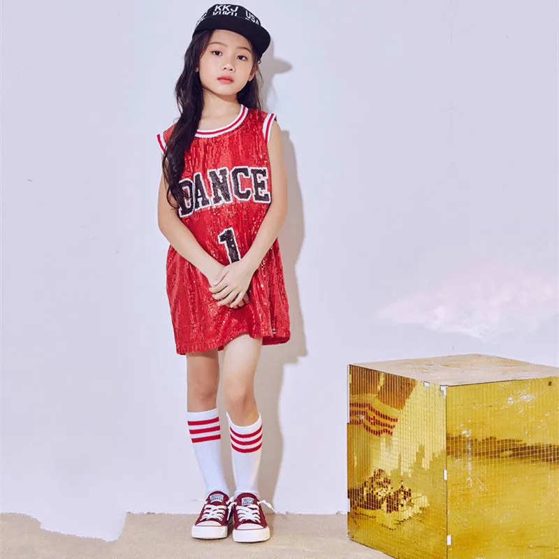 New Children's Jazz Dance Modern Costumes Girls Sequins Hip Hop Embroidery Vest Street Performance |