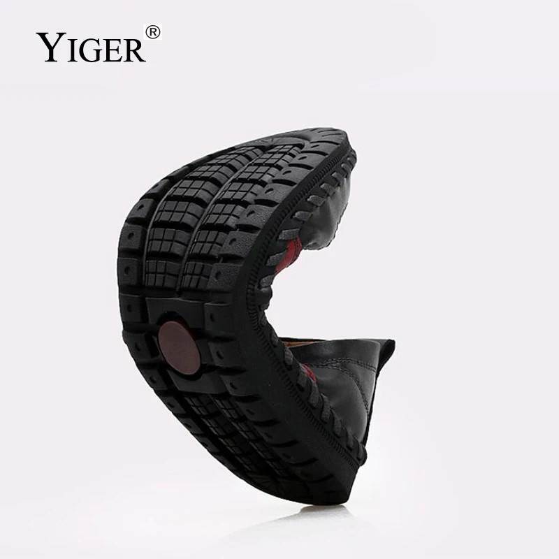 YIGER New Man Loafers Driving Shoes Large Size Genuine Leather Sets foot shoes Men Peas Fat wide Black/Brown 0101 | Обувь
