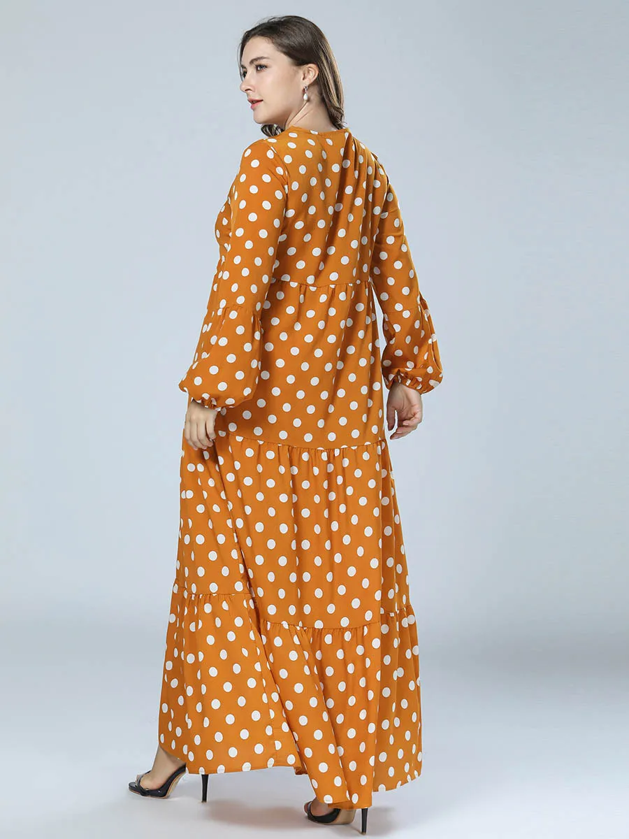 Женская мусульманская одежда abaya в горошек желтый кафтан Турецкая из Дубая для