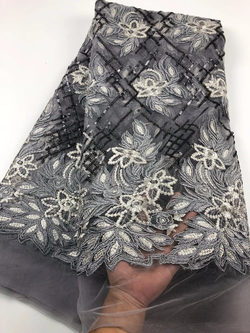 

2018 NEW african embroidered tulle lace fabric cheap african tulle lace 5yards french net lace Z817-3