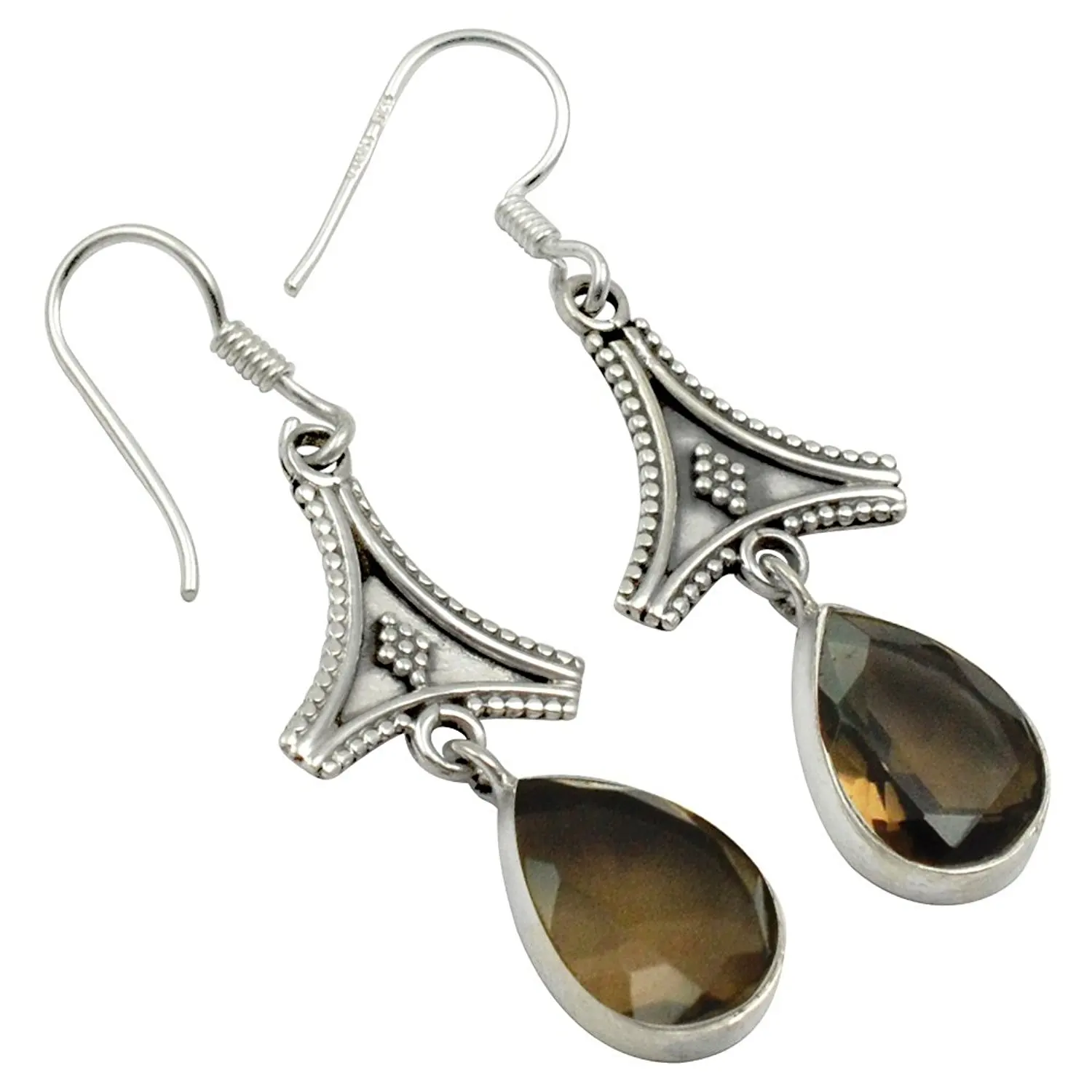

Lovegem Genuine Smokey Quartz EARRINGS 925 Sterling Silver, 44 mm, AE1959