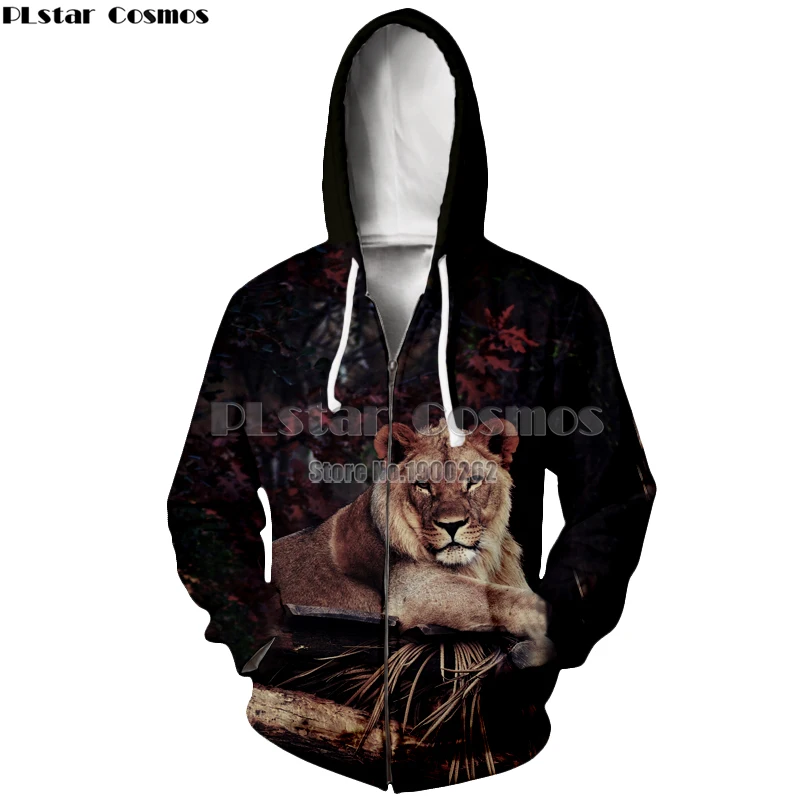 

PLstar Cosmos brand Lion Animal Style New Style fashion style Hoodies Hooded zipper Hoodie plus size s-5xl drop shipping