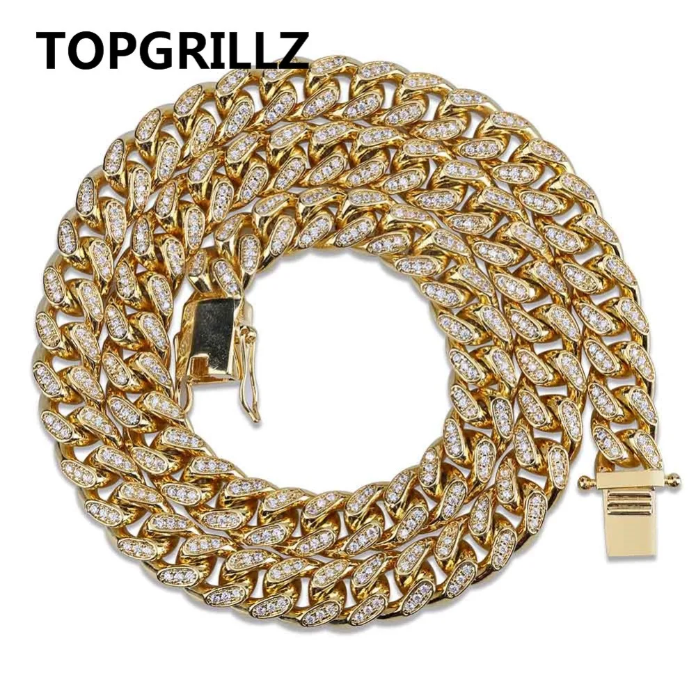 TOPGRILLZ Miami кубинская цепочка 10 мм ожерелье Шарм для мужчин золотой серебряный цвет
