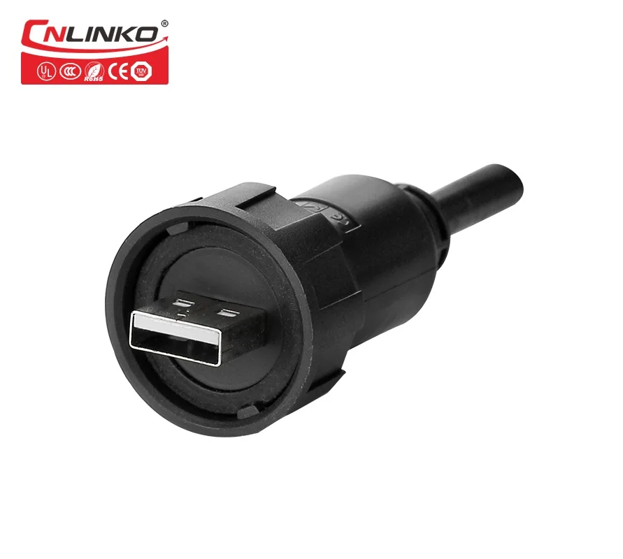 CNLINKO USB2.0 штекер с кабелем 1 м и гнездо водонепроницаемый разъем крышкой