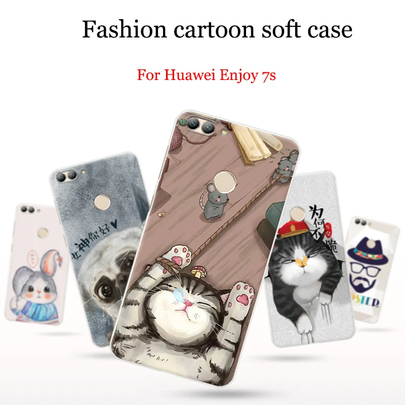 

2pcs For Huawei Enjoy 7s case Cute Cartoon soft Back Cover For Huawei Enjoy7s case FIG-AL00 FIG-TL10 Phone Cases cover shell