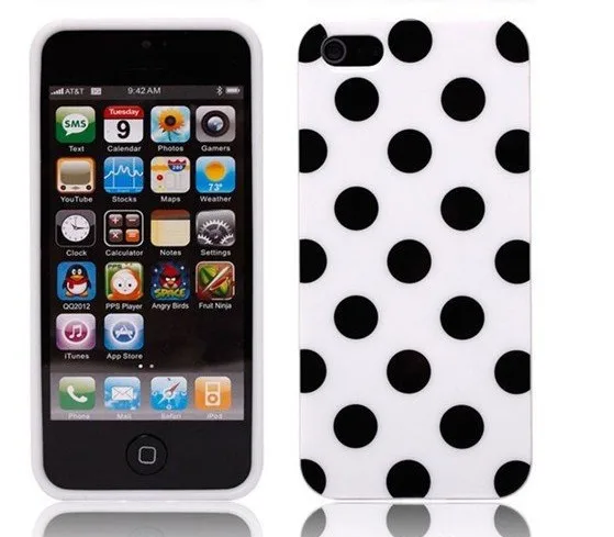 polka dots case for iphone5 cute wave point Hard iphone 5 Wholesale Free DHL 1000 pcs/lot|case multi hard disk|case cdcase import |