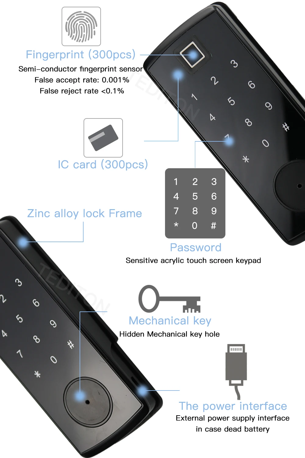 TTlock приложение электронный дверной замок, цифровой дверной замок смарт, Bluetooth приложение без ключа клавиатура код пароль дверной замок