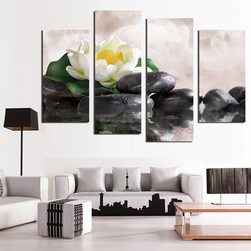 

4Pcs/Set Wall Painting Flower New Modern Painting Wall Pictures For Living Room Cuadros Home Decor Prints On Canvas F18860