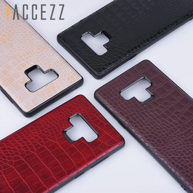 !ACCEZZ Luxury Crocodile Skin Phone Case For Samsung Galaxy Note9 Cover Soft TPU Protective Shell Capa Coque PC Hard Frame Cases |