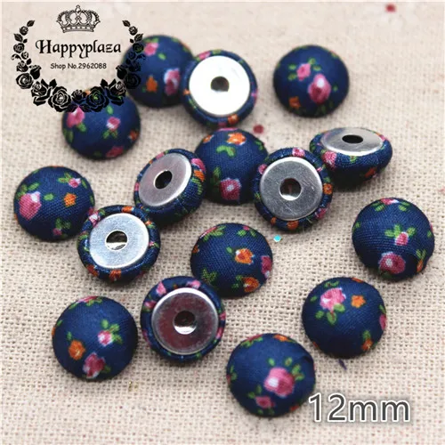 12mm 50pcs 50 шт. 12 мм половинные просверленные половинные отверстия цветок покрытая тканью, круглая пуговица домашние фигурки для сада кабошон скрапбук волосы мяч центр - Цвет: 12mm 50pcs