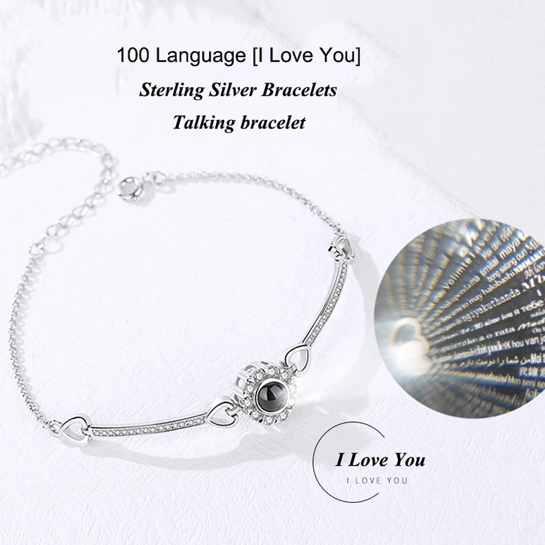 Браслеты для женщин с надписью Love Angel Eye на 100 языках, Новое поступление, очаровательные ювелирные изделия из стерлингового серебра S925 пробы с памятью