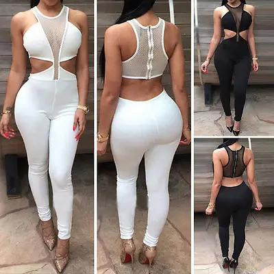 2016 новых мужчин дамы Clubwear Playsuit рукавов Bodycon ну вечеринку комбинезон ползунки