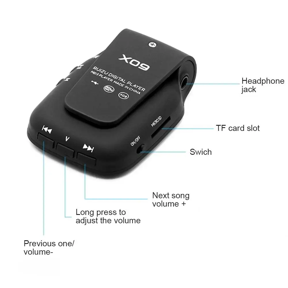 Ruizu X09 спорт Hifi аудио мини Mp3 плеер Музыка Mp 3 с радио цифровой экран Fm Flac Usb 8 Гб ЖК
