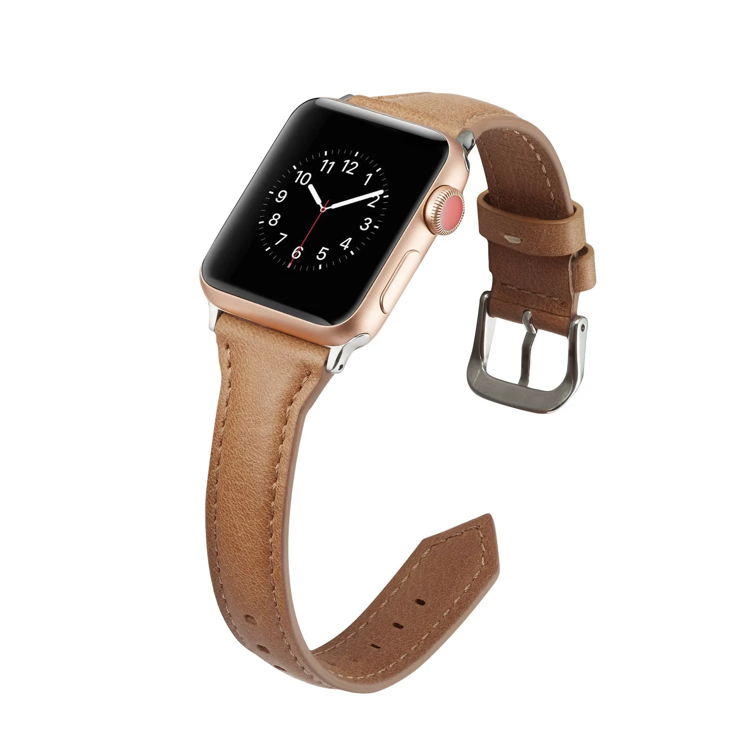 Light Brown Новая мягкая натуральная кожа наручных часов iWatch, ремешок сменный ремешок браслет с металлической застежкой для Apple Watch Series 5/4/3/2/1 38 мм 40 мм 42 44 мм - Цвет ремешка: Light Brown