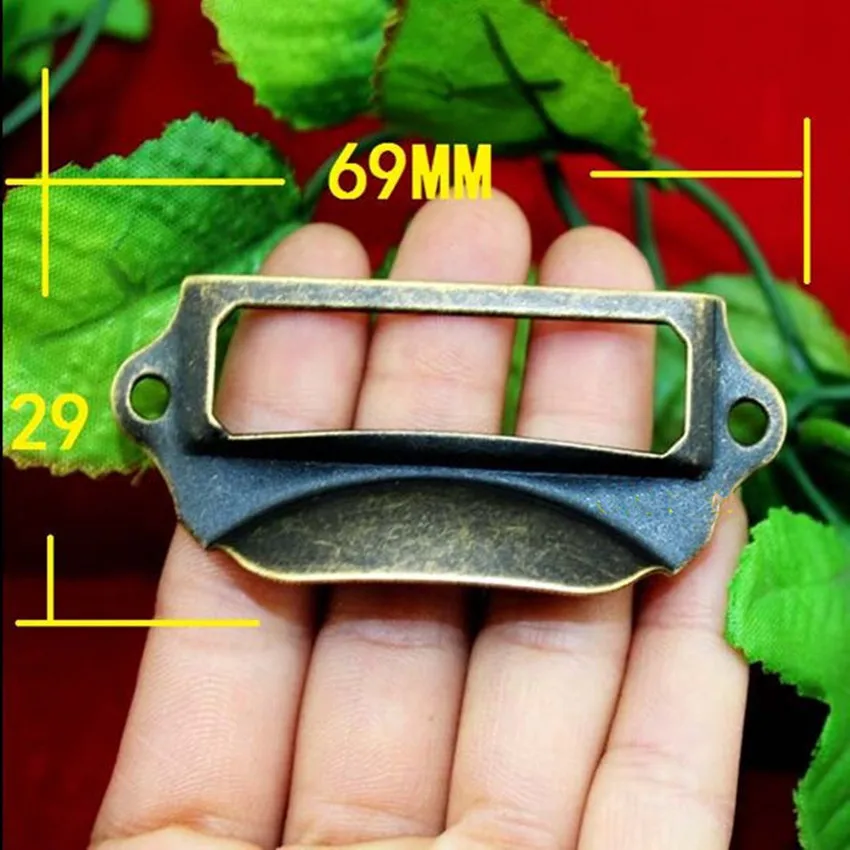 

69*29mm Bronze Label Box Name Card Box Handle Bronze Iron hide Medical Box antique brass Drawer handles pulls simple pulls