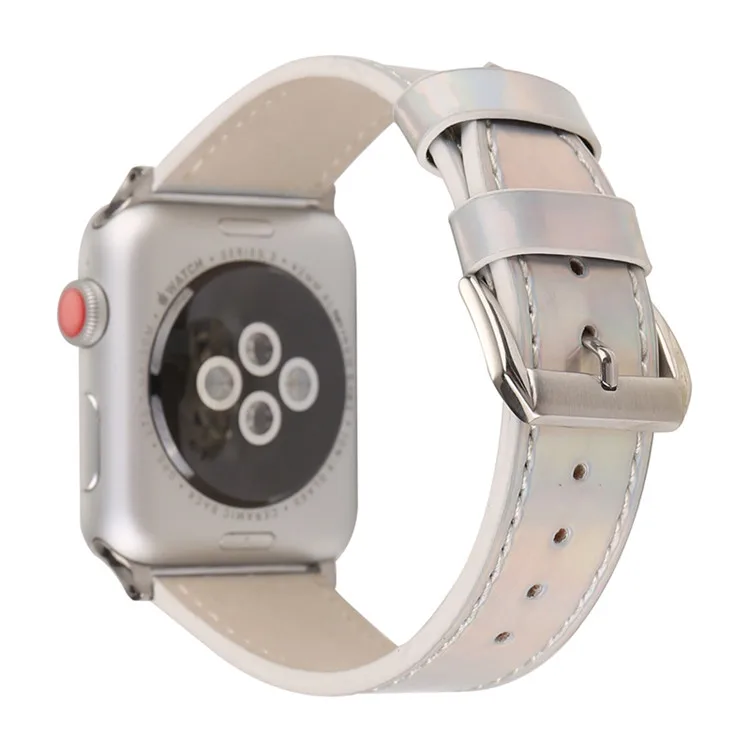 white 3D Браслет для Apple Watch Band 44 мм 40 мм ремешок для Apple Watch Band 38 мм 42 мм ремень из коровьей кожи серии 4 3 2 1 полосы - Цвет ремешка: white