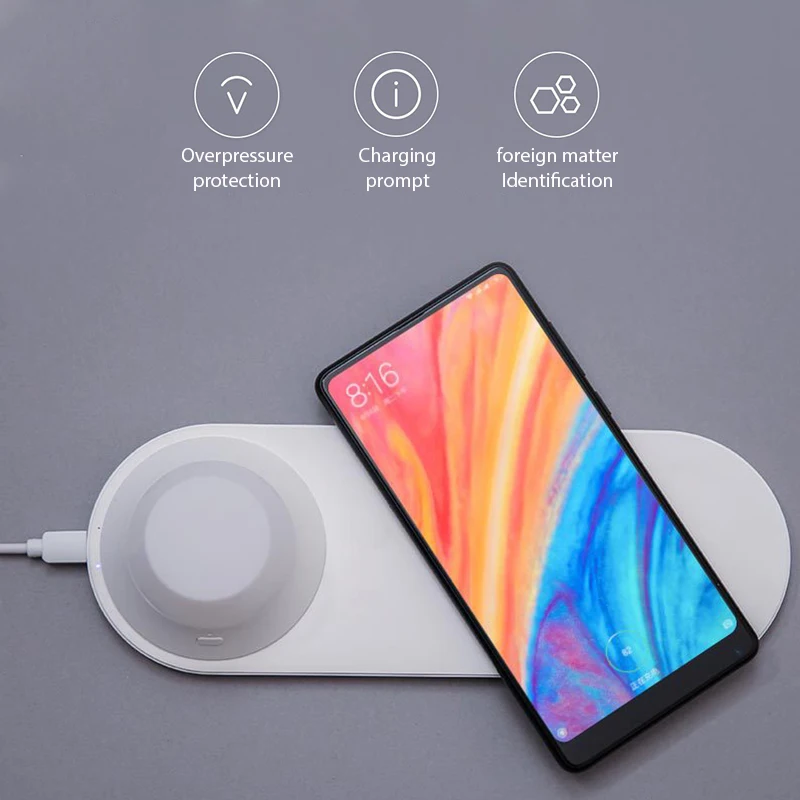 Xiaomi Yeelight Беспроводной Зарядное устройство с светодиодный ночной Светильник магнитное притяжение Быстрая зарядка для iPhone Xiaomi samsung huawei телефоны