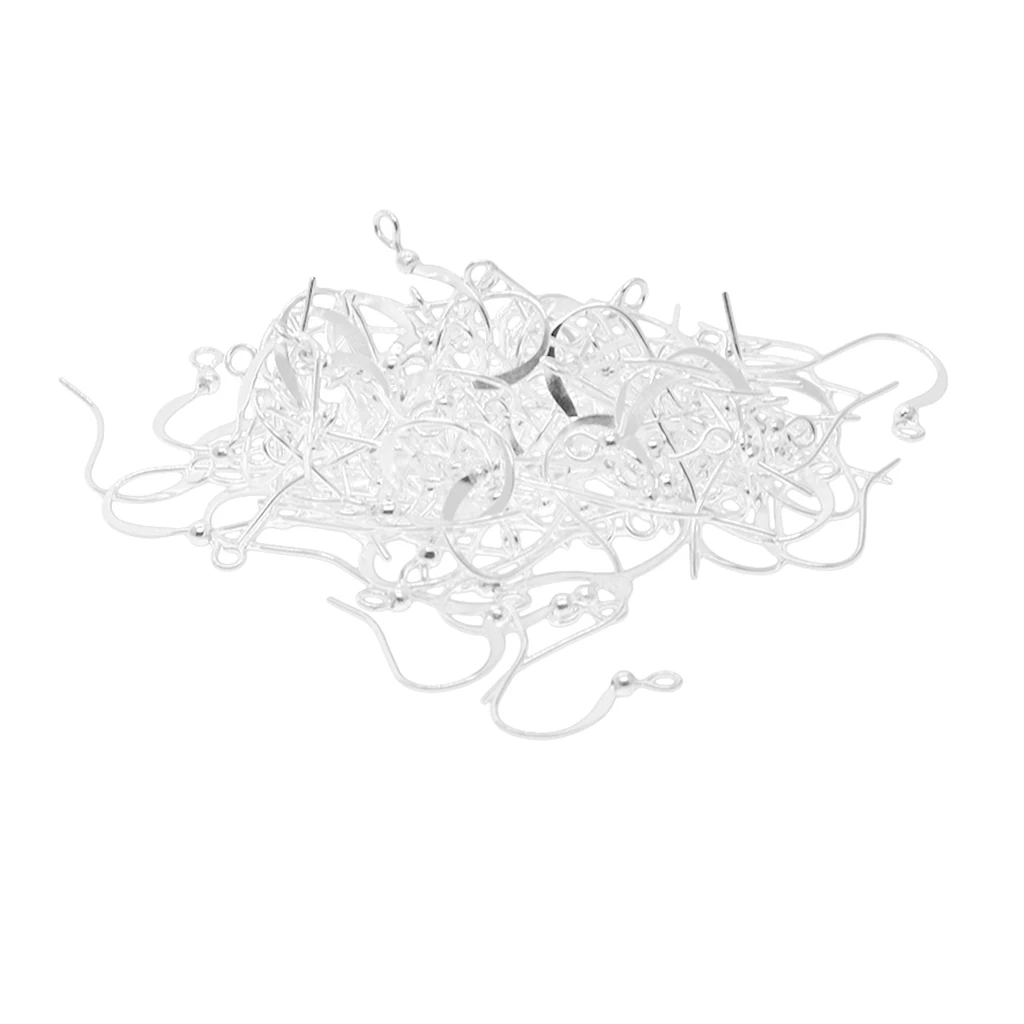 

100 Pieces Round Ball Ear Hook White K Plated Earring Flattening Line French Earring Hooks Jewelry Fittings Findings