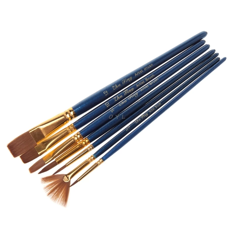 

7Pcs/set Hair Nylon Oil Painting Brush Artist Watercolor Brush Pro Art Supplies