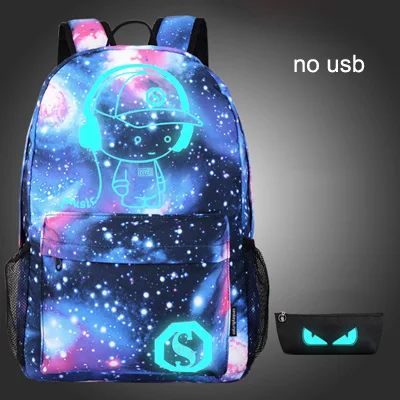 Растерянная овечка, школьные сумки для девочек, для мальчиков, USB, Противоугонный, Светящийся рюкзак, для подростков, водонепроницаемый, звездное небо, сумка, Снова в школу, сумки для ноутбука - Цвет: Style12