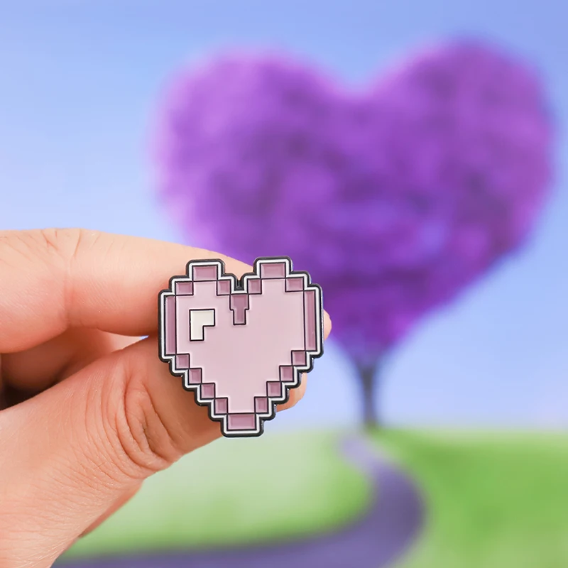 Розовый зелёная эмаль игровой автомат пикселей в форме сердца игры Over шпильки