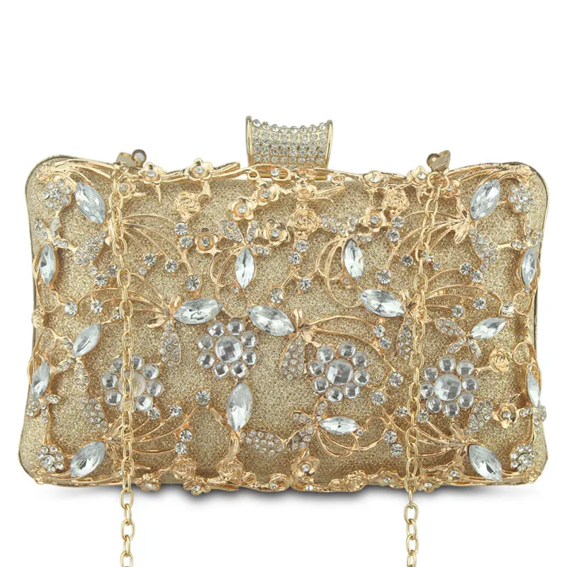 

Fashion Hollow Out Metallic Floral Women Imperial Horse Small Wallet Call Phone Package Lady Evening Clutch Bags