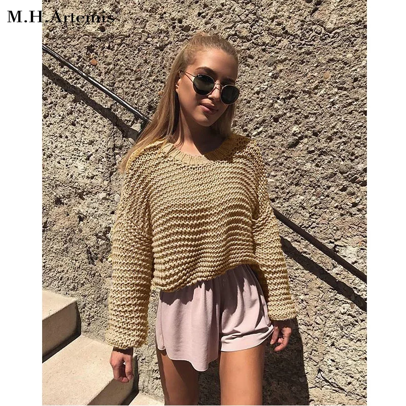 M. H. Artemis Повседневный свободный свитер женский осенне-зимний пуловер с длинным
