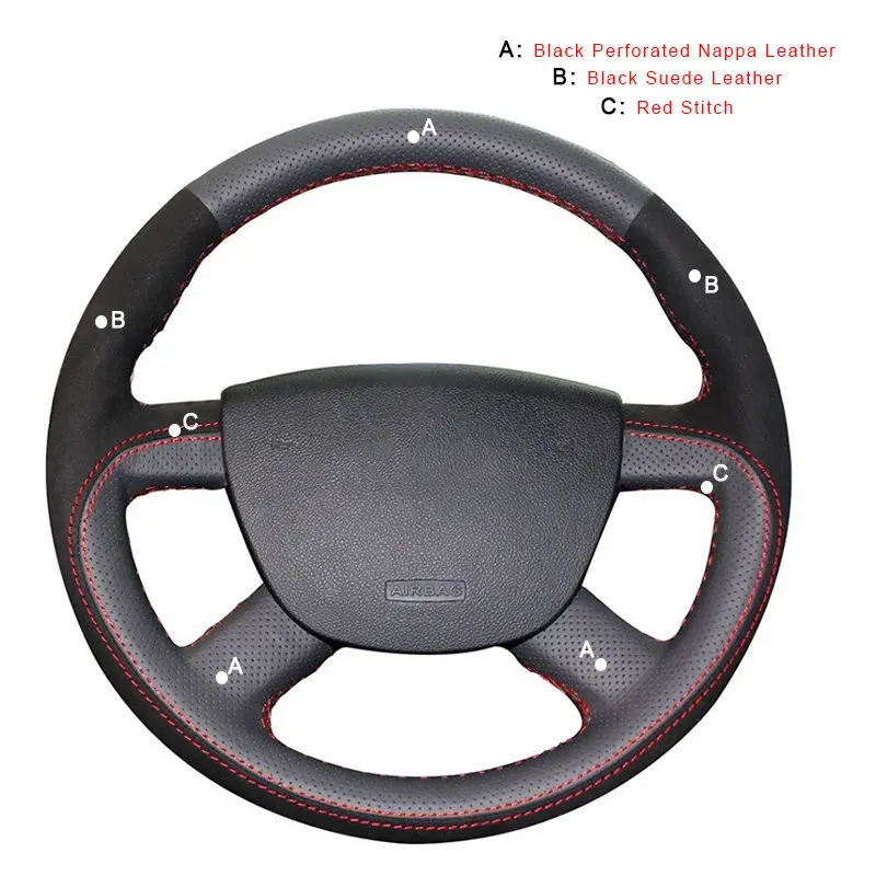 Suede and Nappa Автомобильная оплетка на руль для Ford Focus 2 2005-2011 для Ford Kuga 2008-2011 C-MAX 2007-2010 кожаные чехлы для руля - Название цвета: Suede and Nappa