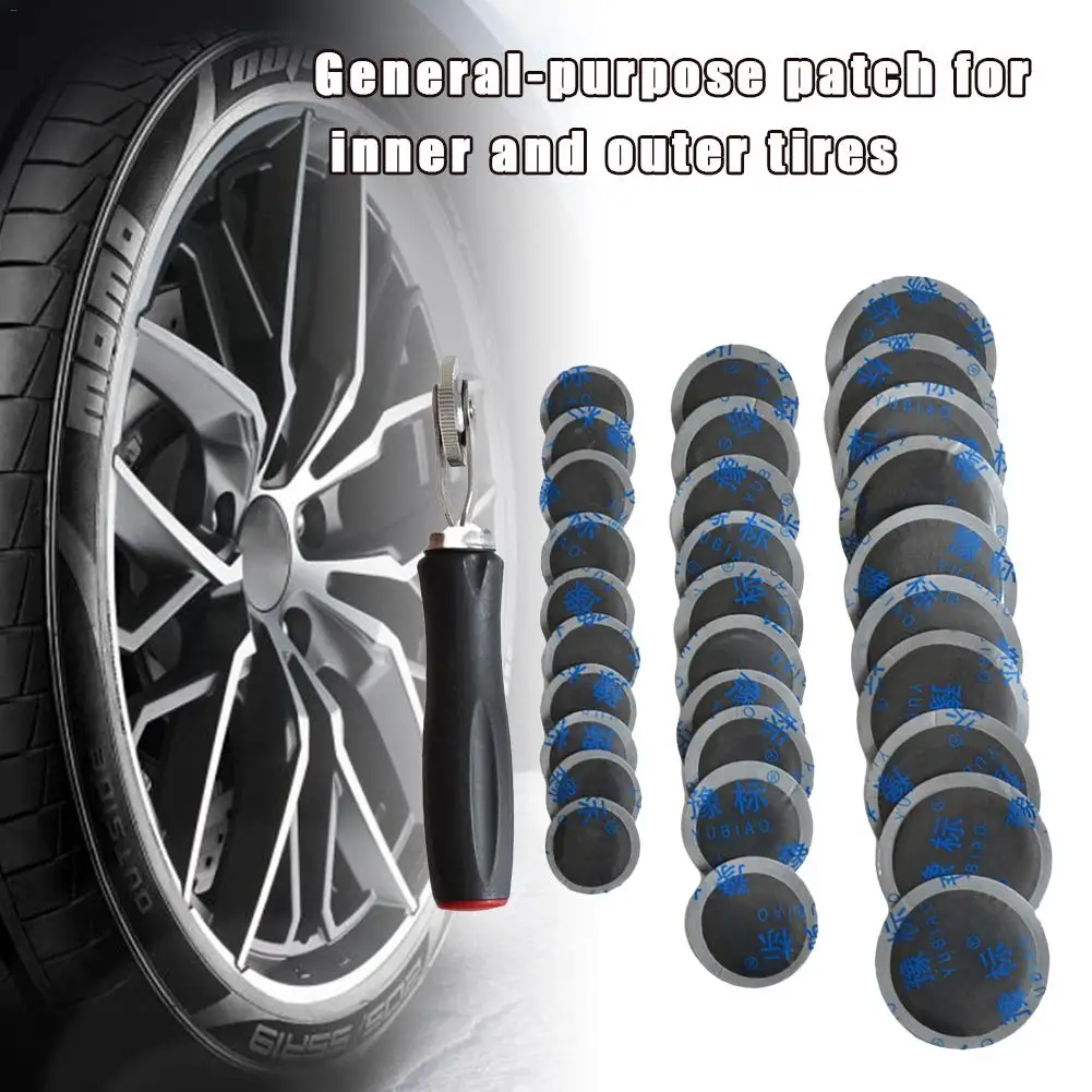 

Car Tire Repair Glue Kit 32/42/58MM With Roller 30PCS Universal Car Motorcycle Tyre Tire Repair Rubber Glues Patch Tool Packet