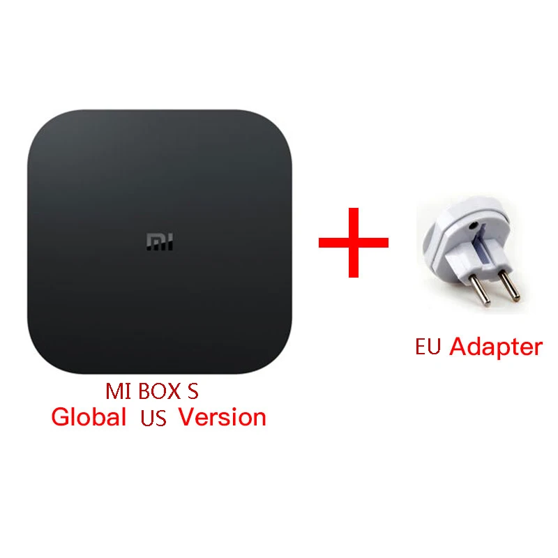US Add EU Adapter Оригинальная глобальная Xiaomi Mi ТВ коробка S 4K ТВ-приставка Android 8,1 со сверхвысоким разрешением Ultra HD, 2G 8G WI-FI Google Cast Netflix IPTV Set-Top Box 4 Media Player - Цвет: US Add EU Adapter