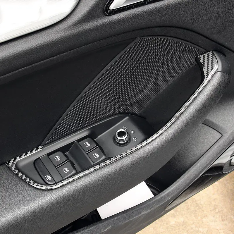 

For Audi A3 2014-2018 Left Hand/ Right Hand 4PCS Carbon Fiber Car Interior Door Window Lift Glass Switch Buttons Cover Moldings