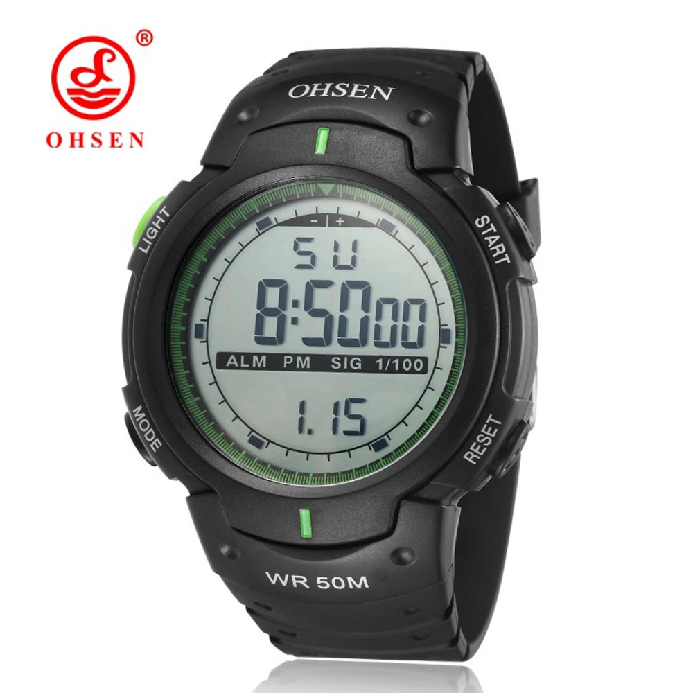 

2016 Ohsen Brand Fashion Digital LED Men Military Wristwatches Black White 50M Diving Outdoor Sport Running Silicome Strap Watch