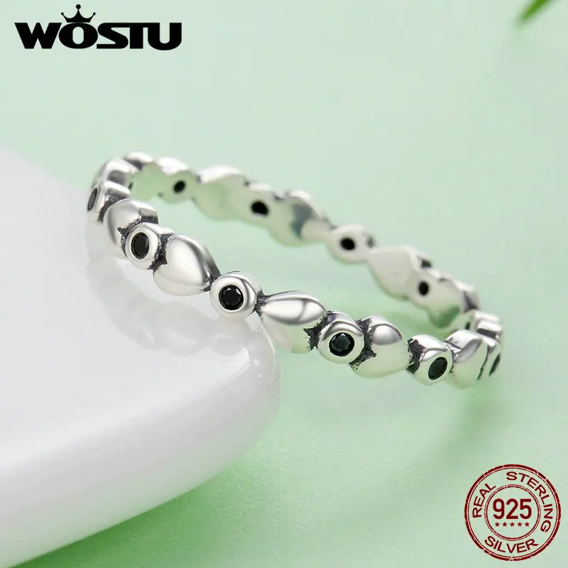 WOSTU Высокое качество 925 пробы серебряные минималистичные массивные кольца для женщин Роскошные S925 Свадебные украшения BKR084