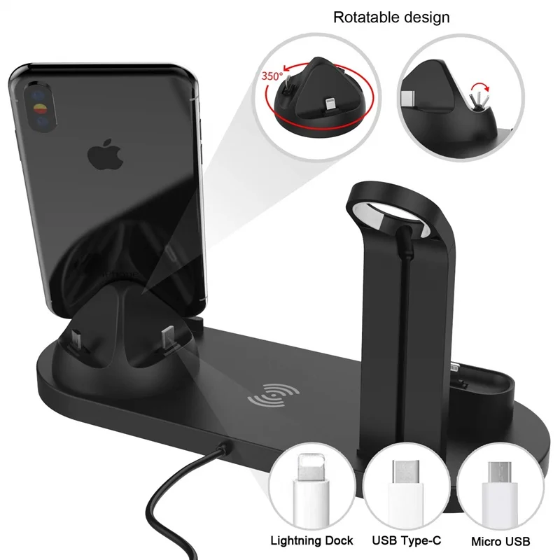 Tongdaytec 10 Вт Qi Беспроводное зарядное устройство Держатель для Iphone X 8 11 Pro Max быстрое зарядное устройство Быстрая зарядка док-станция для Apple Watch 5 4 3 2 1