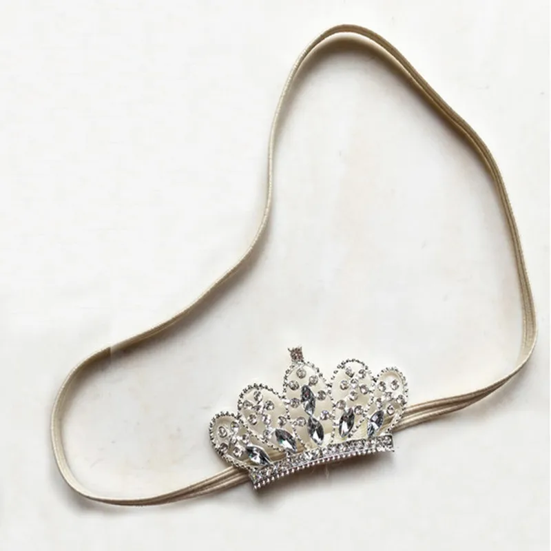 

2021-B Crystal crown Children cute handmade baby elastic headband bling rhinestone beads children hair accessories